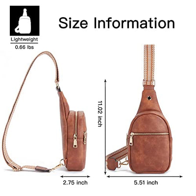 Chest Sling Bag, PU Leather Crossbody Bag Small Shoulder Bag for Outdoor Sports/Travel/Shopping