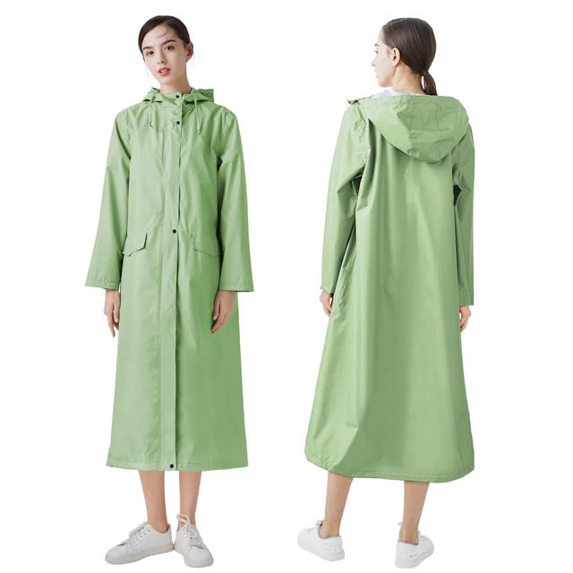 Long Raincoat Waterproof Rain Jacket Unisex Rain Poncho with Flap Pocket