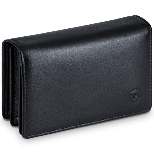 Business card case leather with RFID protection - space for 50 business cards - 6 compartments - business card cases