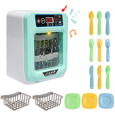 Kitchen set for kids, dishwasher play set with a variety of accessories and realistic functions, lights and sound included, play toys for kids