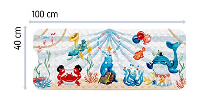 Circus Aquarelli - bath mat for children | premium anti-slip mat bath 100x40cm | lovely watercolor design | shower mat non-slip | tested quality | BPA-free