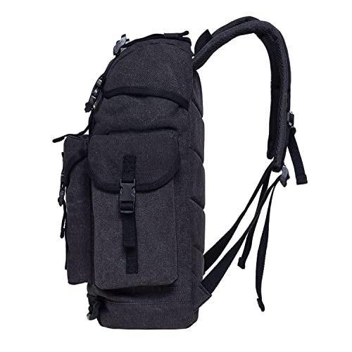 Canvas large backpack, vintage hunting backpack hiking backpack with 15 inch laptop compartment for work, trips, university