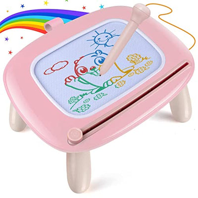 Magnetic Painting Board Magic Board for Kids, Colorful Erasable Magnetic Board Drawing Board with Legs for Toddler Toy (Light Pink)