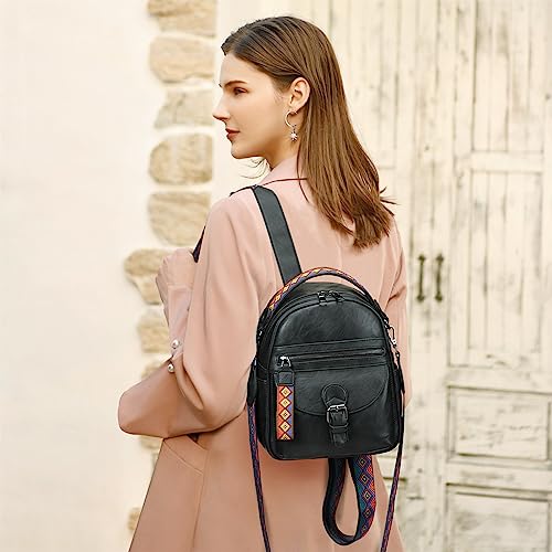 Backpack small backpack 2 in 1 backpack bag soft pu leather daypacks backpacks waterproof school bags ladies backpack handbags for travel, work, shopping