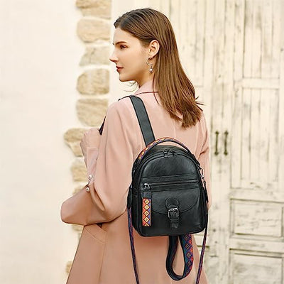 Backpack small backpack 2 in 1 backpack bag soft pu leather daypacks backpacks waterproof school bags ladies backpack handbags for travel, work, shopping