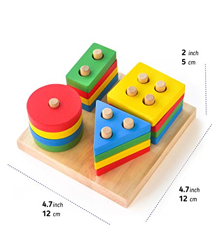 Kids Wooden Stacking Toy Colorful Shape Sorter Stacker