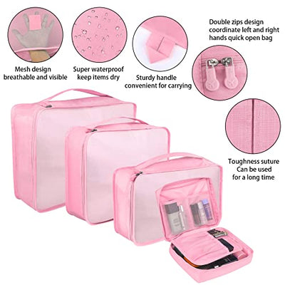 Pack of 8 Packing Cubes, Suitcase Organisation Cubes, with Shoe Bag, Laundry Bag, Travel Organisers, Clothes Bags, for Backpack