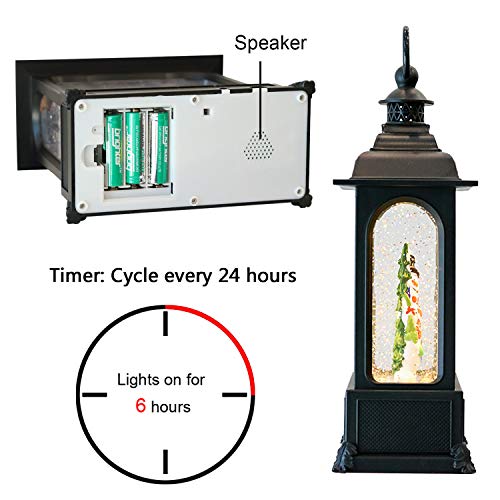 Schneekugel-Laterne mit Zeitschaltuhr, beleuchtete USB/batteriebetriebene Wirbelnde singende