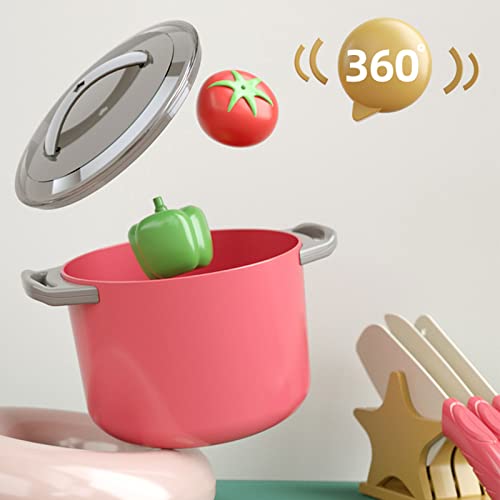 Kitchen Toy Set, Kids Role Play Pretend, Cookware Cooking Utensils Pan Kit, Kitchen Accessories Cooking Pots and Pans (32pcs, Pink)