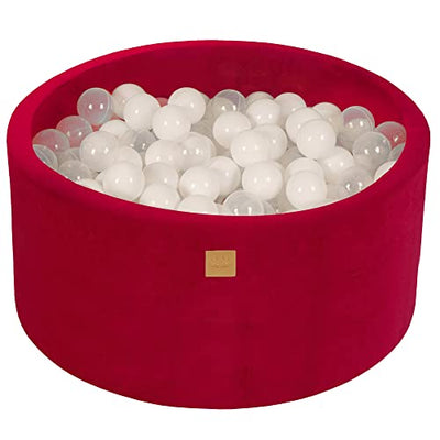 Ball Pool Baby - Runder 90x40cm Baby Pool für Kinder mit 200 Bällen, Samt, Magenta: