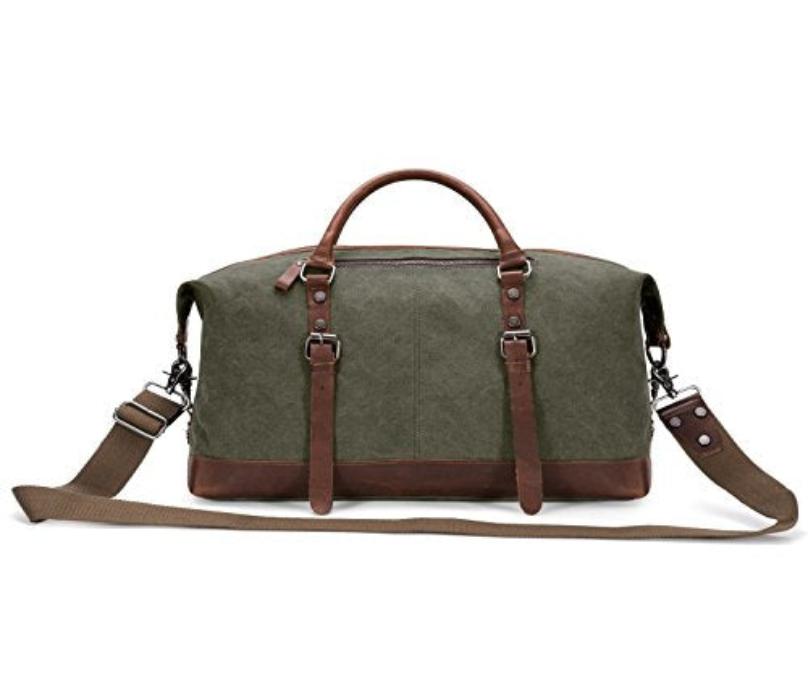 Vintage Segeltuch Canvas PU Leder Unisex Handgepäck Reisetasche Sporttasche Weekender Tasche für