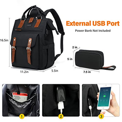 Sac à dos pour ordinateur portable, sac à dos d'école pour adolescents de 15,6 pouces avec pochette pour câble de données, sac à dos d'école étanche avec port de chargement USB pour l'école, l'université, le bureau, les voyages