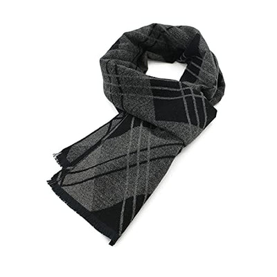 Scarf Warm and Soft Winter Scarf Scarf Knitted Plaid Winter Long Scarves Grey One Size