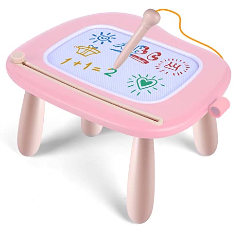 Children Toys from 1 Year, Magnetic Painting Board Magic Board Colorful Drawing Board Magnetic Board with 4 Legs for Kids Toys (Pink)