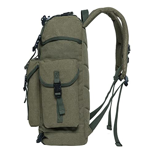 Canvas large backpack, vintage hunting backpack hiking backpack with 15 inch laptop compartment for work, trips, university