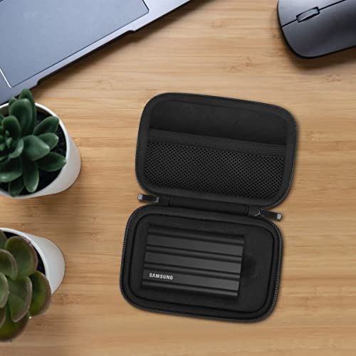 External Hard Drive Case Protective Case for Samsung T7 Shield/Samsung T7/T7 Touch Portable SSD 500GB 1TB 2TB USB 3.2 Hard Eva Waterproof Shockproof Case Travel Bag, Black+Black