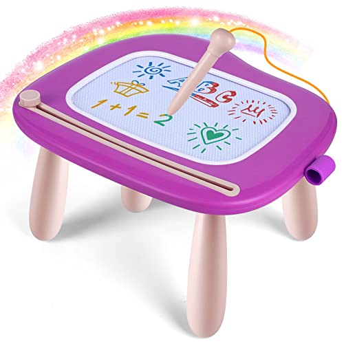 Children Toys from 1 Year, Magnetic Painting Board Magic Board Colorful Drawing Board Magnetic Board with 4 Legs for Kids Toys (Purple)