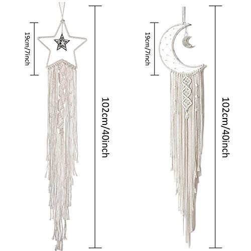 2 Piece Macramé Dreamcatcher Macramé Wall Hanging Moon Star Dreamcatcher