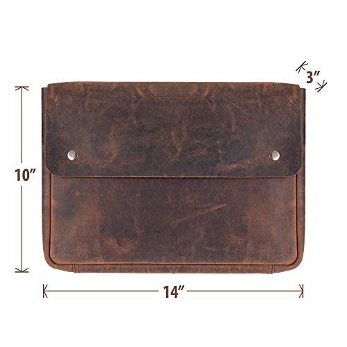 Laptop Bag Laptop Sleeve - Spacious Handmade Design Without Strap - Rustic Finish Buffalo Leather - Laptop Bag Ideal for 13-14-15 Inch Laptops and Tablets