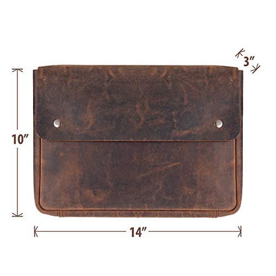 Laptop Bag Laptop Sleeve - Spacious Handmade Design Without Strap - Rustic Finish Buffalo Leather - Laptop Bag Ideal for 13-14-15 Inch Laptops and Tablets