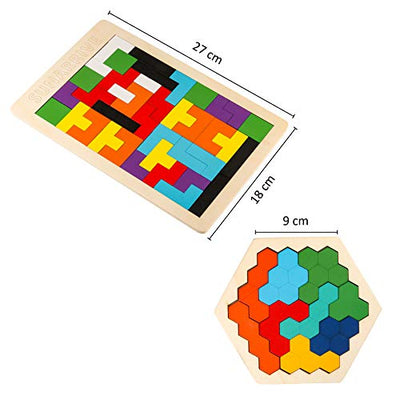 Holzpuzzle 40 Stück Tangram Puzzle Gehirntraining Spielzeug für Kinder