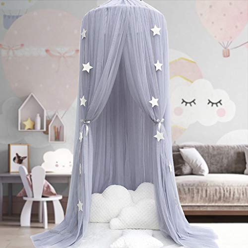 Children's Bed Canopy Baby Bed Canopy Princess Mosquito Net Nursery Playroom Decor Dome Premium Yarn Netting Curtains Grey