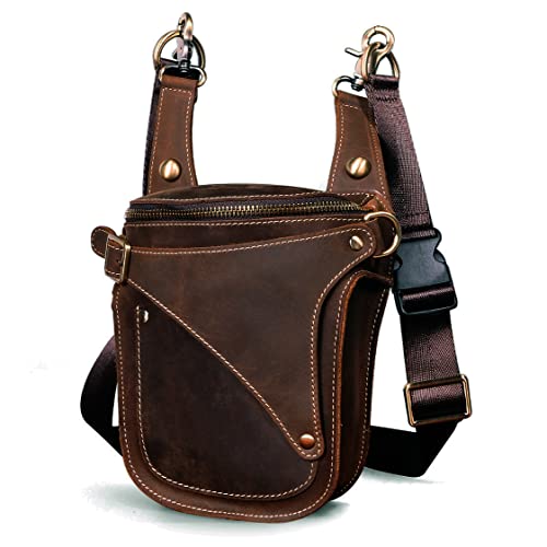 Leather Motorcycle Hip Bag Messenger