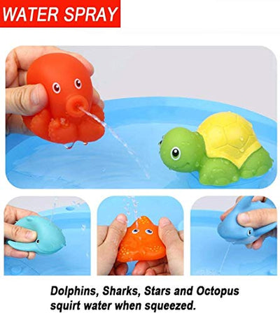 7 pièces jouets de bain bébé, jouet de bain enfants, jouet de bain avec filet de pêche