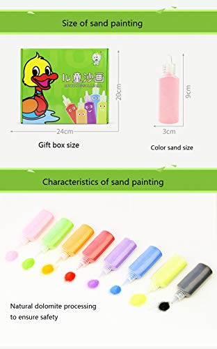 Packs Sand Painting Cards Art Kids Coloring DIY Paper Craft Kit with 12 Bottles Coloring Sand for Kids