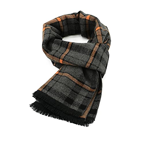 Scarf Warm and Soft Winter Scarf Scarf Knitted Plaid Winter Long Scarves Gray Yellow One Size