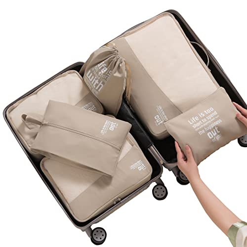 Packing Cubes Set of 6 Clothes Bags, Suitcase Organiser for Holidays, Packing Cubes, Travel Cubes, Organiser System