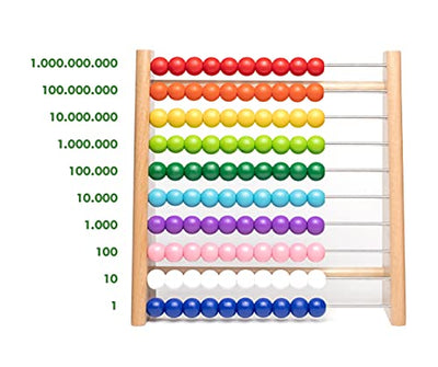 Cadre arithmétique en bois de hêtre pour élèves du primaire / 100 planches arithmétiques en bois / boules colorées avec tâches