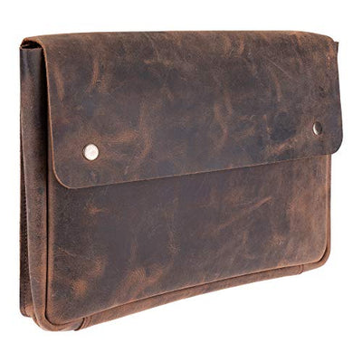 Laptop Bag Laptop Sleeve - Spacious Handmade Design Without Strap - Rustic Finish Buffalo Leather - Laptop Bag Ideal for 13-14-15 Inch Laptops and Tablets