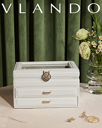 Universal fashion jewelry box, jewelry storage with 3 levels and 2 drawers