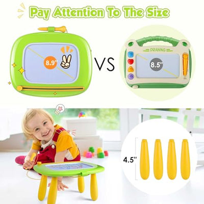 Magnetic Painting Board Magic Board for Kids, Colorful Erasable Magnetic Board Drawing Board with Legs for Toddler Toys (Green)