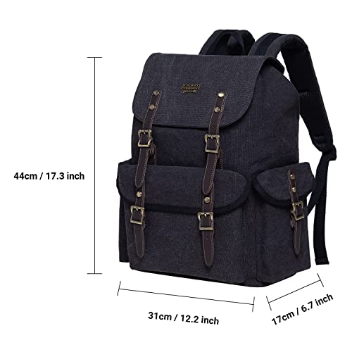 Canvas retro backpack, vintage hunting backpack hiking backpack with 14 inch laptop compartment backpack for work, trips, university