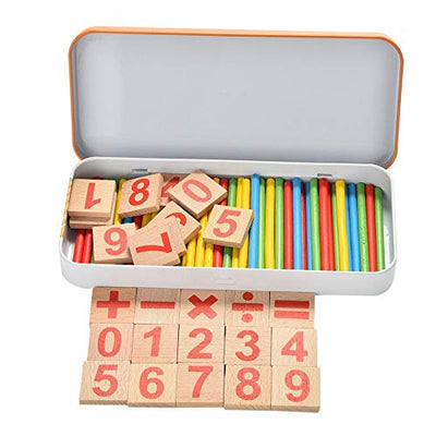 Math toys wood metal box for storage numbers learning calculators