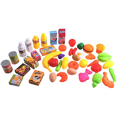 Kids shopping cart playset, Filled with more than 50 plastic food toys