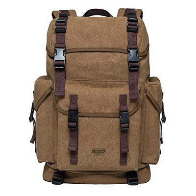 Canvas large backpack, vintage hunting backpack hiking backpack with 15 inch laptop compartment for work, trips, university