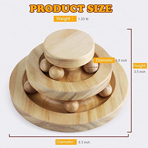 Interactive wooden cat toy double layer rotating smart track ball rocking roller gifts turntable for cats