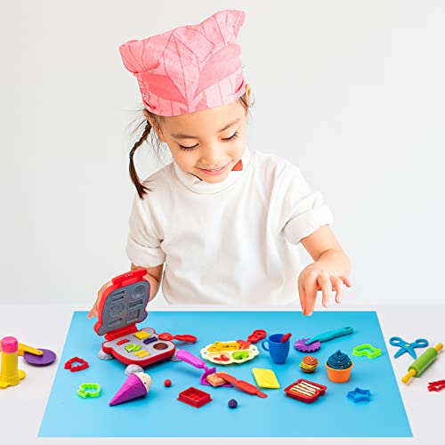 Plasticine set kneading tools for children, accessories creation breakfast burger & pasta, molds rollers rolling pin, kneading mat with storage bag