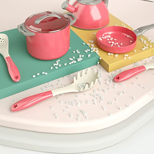 Kitchen Toy Set, Kids Role Play Pretend, Cookware Cooking Utensils Pan Kit, Kitchen Accessories Cooking Pots and Pans (32pcs, Pink)