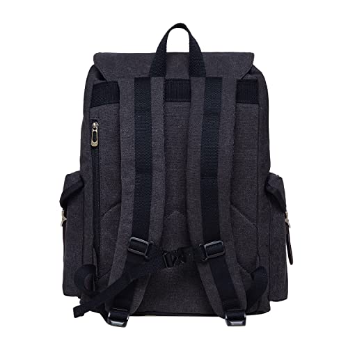 Canvas retro backpack, vintage hunting backpack hiking backpack with 14 inch laptop compartment backpack for work, trips, university