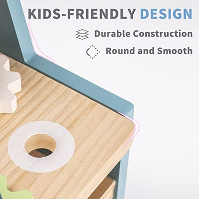 Mini Wooden Workbench Toy, Children's Tool Bench with Tools and Accessories, Wooden Children's Toy