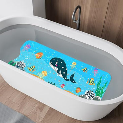 Bath Mat for Tub for Kids Cartoon Anti Slip Baby Bath Mat Extra Long Anti Slip Bathroom Toddler Shower Floor Mat with Suction Cups Drainage Holes