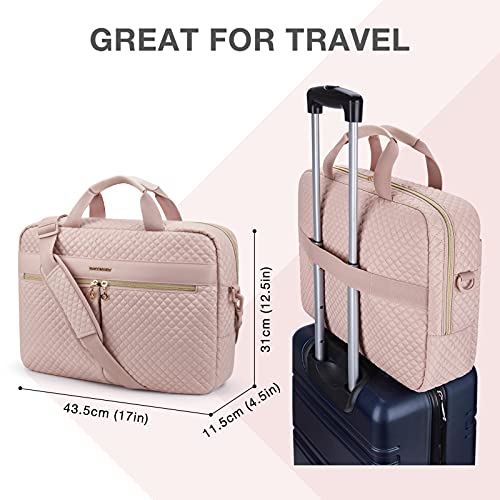 Laptop bag, 17.3 inch briefcase, large laptop bag, computer bag, office, travel, business, pink