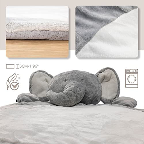 Crawling Blanket for Baby - Baby Play Blanket - Soft Padded Kids Rug Baby Crawling Blanket Gift for Newborn Baby Interactive Rug for Playing and Relaxing. XL. (Elephant)