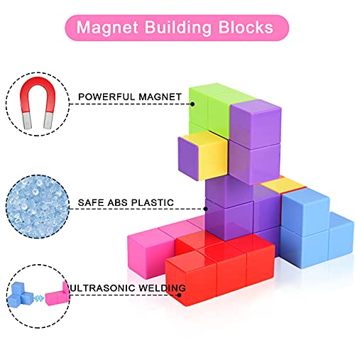 Magnetic Building Blocks Cubes, Building Blocks Toys for Kids with 54 Smart Cards