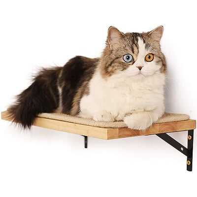 Climbing wall cats, cat bed wall made of 2cm thick solid rubber wood with resistant sisal scratching mat