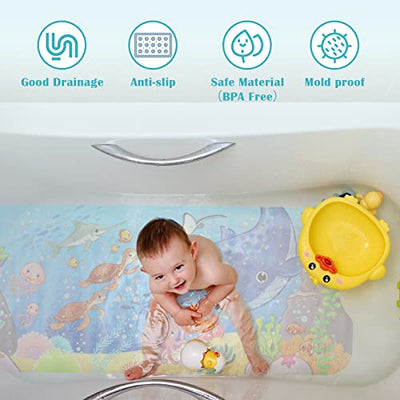 Children's bathtub mat non-slip bathtub, with 200 suction cups, mold resistant, machine washable